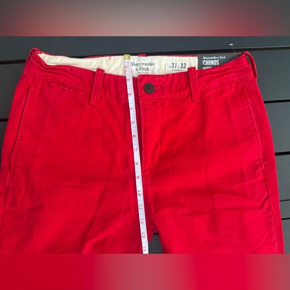 Y2K Abercrombie & Fitch Red Skinny Chinos Button Fly Mens size 31x32 NWT - Picture 10 of 11